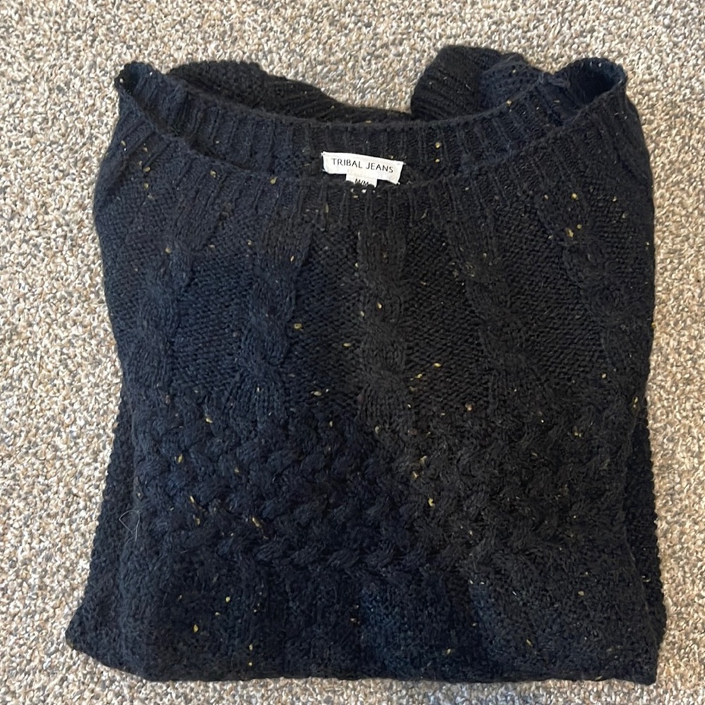 Tribal Jeans Black Cable Knit Sweater